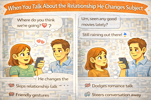 관계 얘기 나오면 화제를 바꾸는 남자 심리를 설명 이미지
