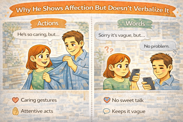 다정한 행동은 하는데 말은 없는 남자 심리를 설명 이미지