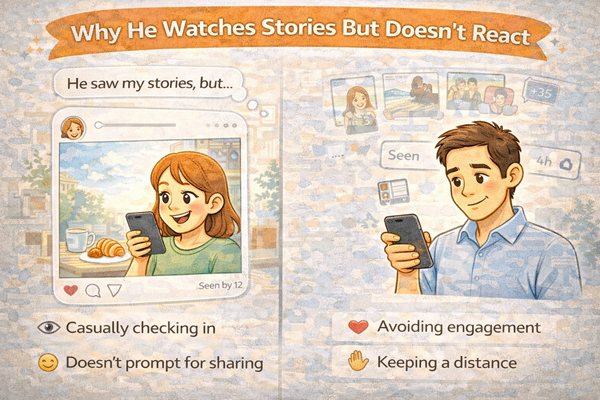 스토리는 보는데 반응은 없는 남자 심리를 설명하는 SNS 확인 상황 예시